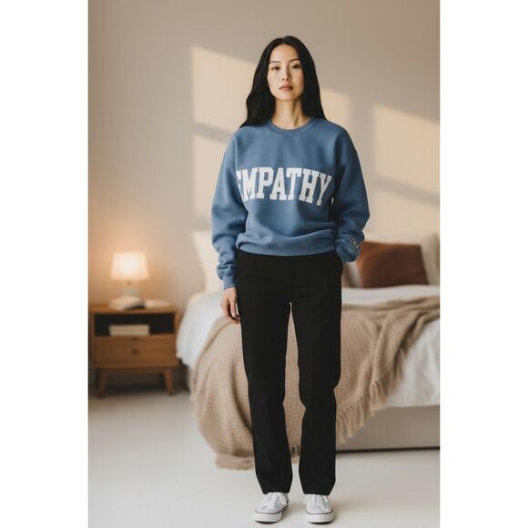 The Mayfair Group Empathy Always Muted Blue Crewneck Unisex M/L - Picture 1 of 13